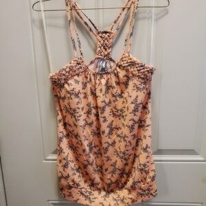 Peach Floral Strappy Tank